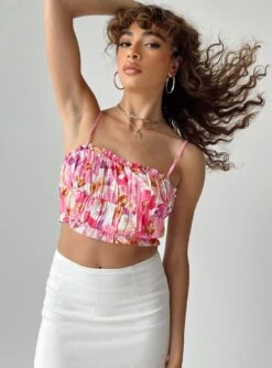 Princess Polly Ruth Top Pink Floral