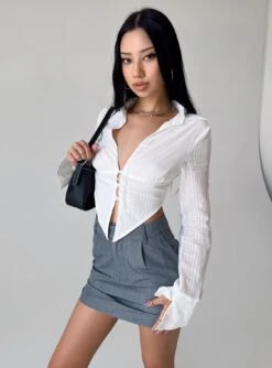 Princess Polly Down To Business Long Sleeve Top White