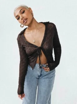 Princess Polly Marcos Long Sleeve Top Brown