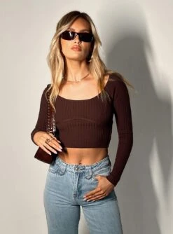 Princess Polly Havill Long Sleeve Top Brown