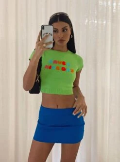 Princess Polly Karley Low Waist Mini Skirt Blue