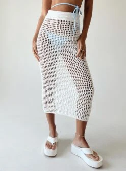 Princess Polly Golda Crochet Maxi Skirt White