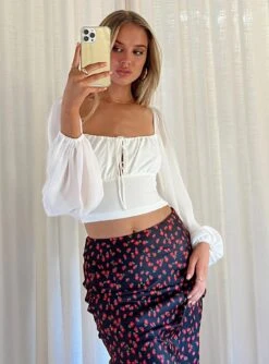 Princess Polly Paley Long Sleeve Top White