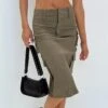 Alida Cargo Midi Skirt Olive Green