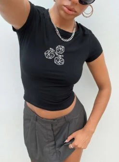 Princess Polly Roll The Dice Top Tee Black