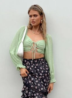 Princess Polly Madigan Long Sleeve Top Green