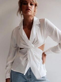 Princess Polly Eleanor Twist Shirt White