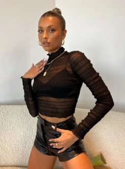 Princess Polly Maddy Long Sleeve Top Black