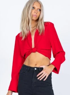 French Kiss Twist Shirt Red