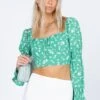 Princess Polly Rylee Long Sleeve Top Green Floral