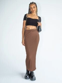 Princess Polly Leandra Maxi Skirt Brown