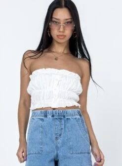 Princess Polly Janey Strapless Top White