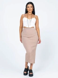 Princess Polly Tanna Midi Skirt Mushroom