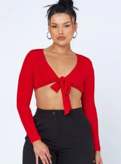 Princess Polly Anaya Long Sleeve Top Red