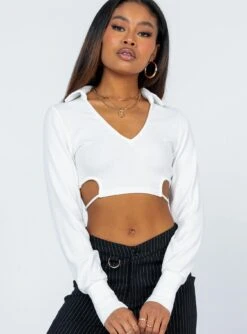 Princess Polly Corbin Long Sleeve Top White