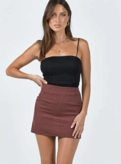 Princess Polly Peony Mini Skirt Brown