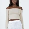 Princess Polly Florette Off Shoulder Top Cream