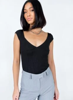 Princess Polly Alden Bodysuit Black