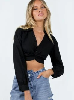 Princess Polly Zaxton Long Sleeve Top Black