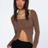 Princess Polly Aviel Long Sleeve Top Brown