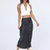 Princess Polly Tyra Satin Midi Skirt Black