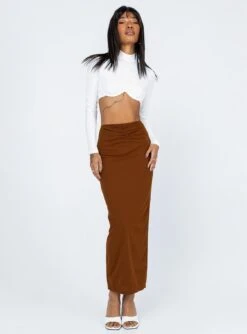 Princess Polly Jones Maxi Skirt Brown