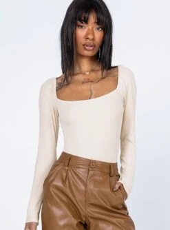 Princess Polly Charlotte Bodysuit Beige