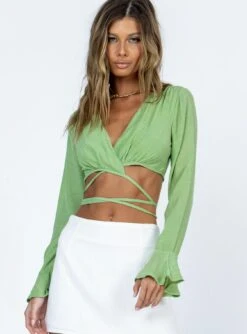 Princess Polly Delano Long Sleeve Top Green