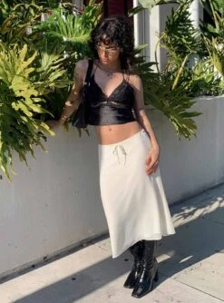 Delvie Midi Skirt Ivory