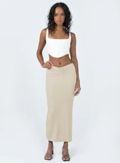 Princess Polly Elidy Maxi Skirt Beige