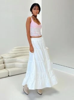 Princess Polly Garden Party Maxi Skirt White