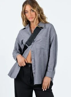 Princess Polly Peza Shirt Grey