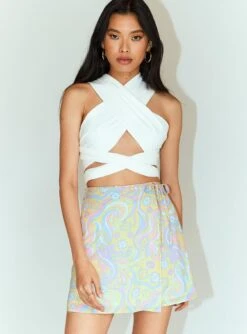 Princess Polly Retro Swirl Wrap Mini Skirt