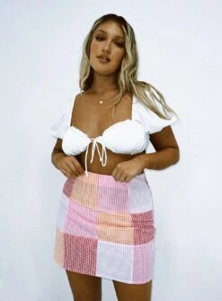 Princess Polly Charm Patchwork Gingham Mini Skirt Purple