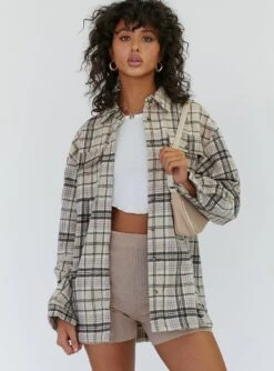 Princess Polly Willa Shirt Beige