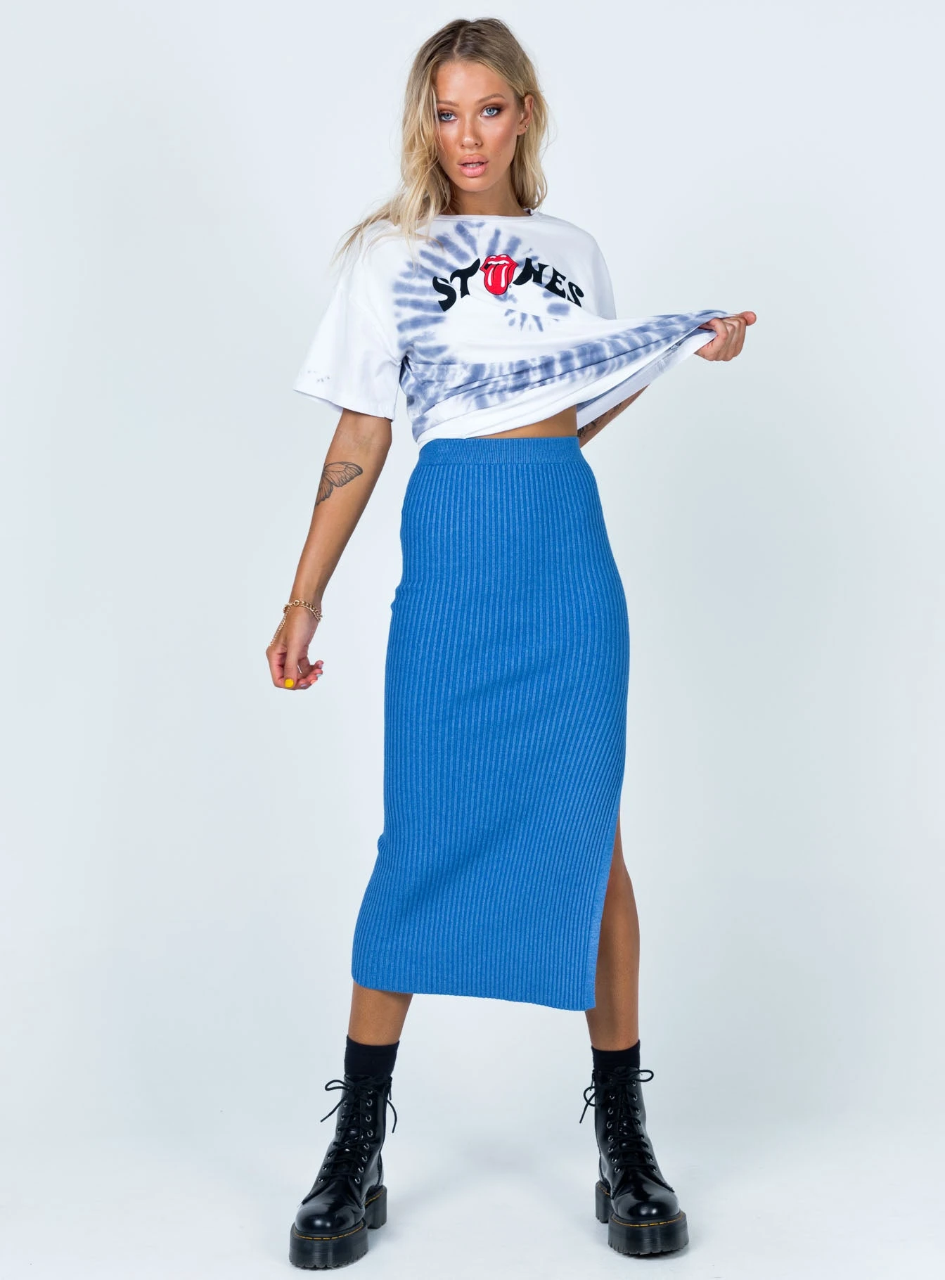 Princess Polly Tanna Midi Skirt Midnight Blue 2 Princess Polly Tanna Midi Skirt Midnight Blue - Image 2