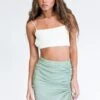 Princess Polly Alex Ruched Mini Skirt Green