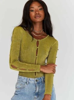 Princess Polly Gianna Long Sleeve Bodysuit Green