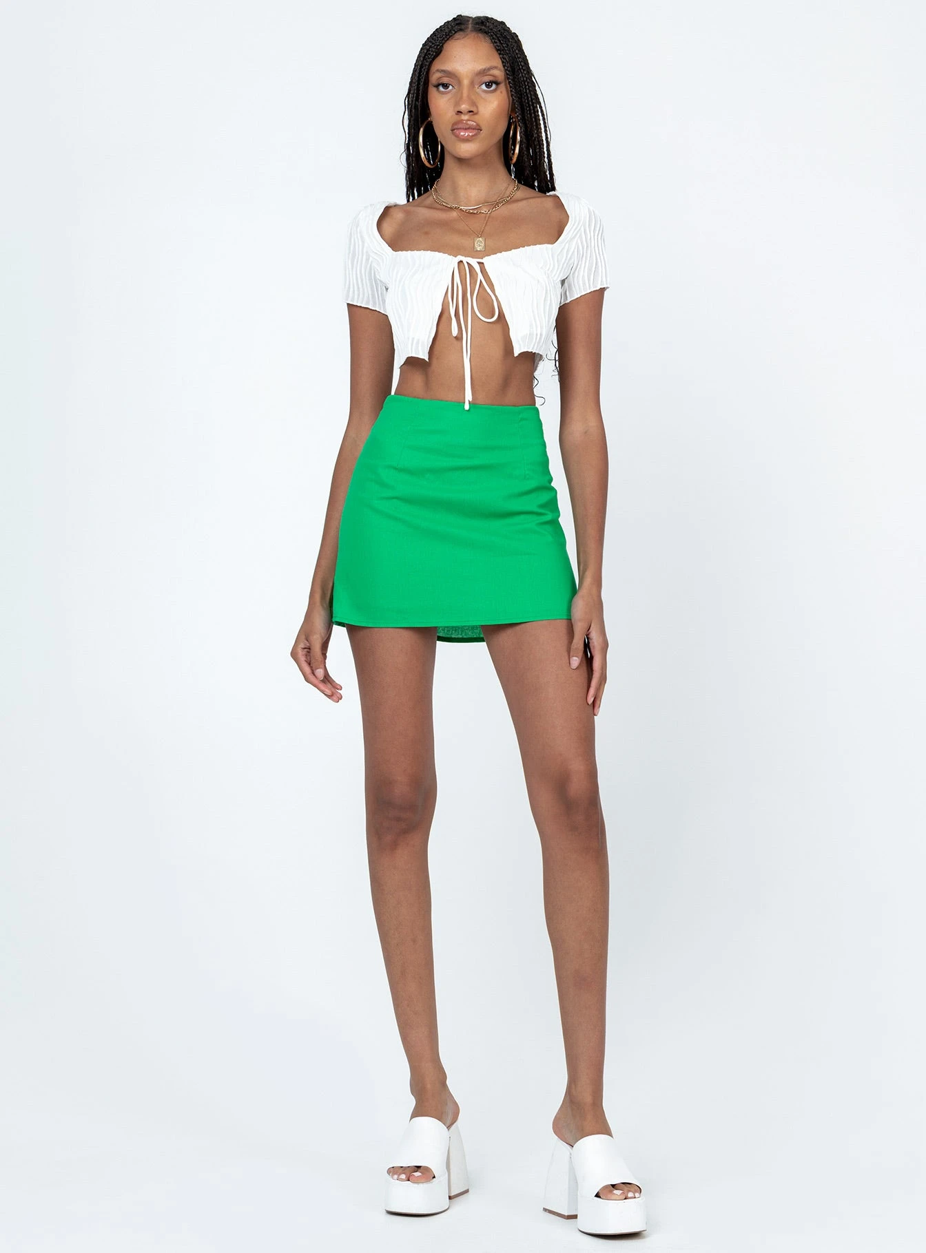 Princess Polly Kariss Mini Skirt Green 2 Princess Polly Kariss Mini Skirt Green - Image 2