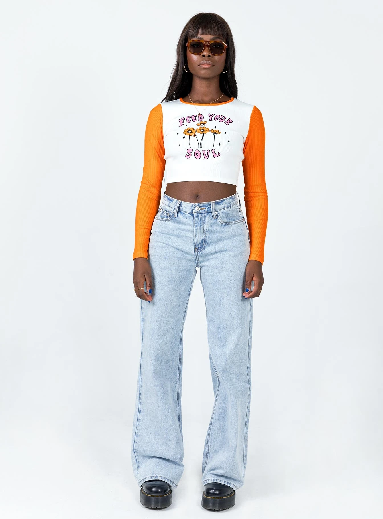 Princess Polly Feed Your Soul Long Sleeve Top Orange 2 Princess Polly Feed Your Soul Long Sleeve Top Orange - Image 2