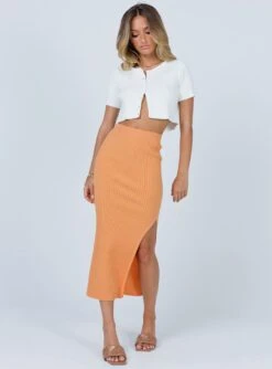 Princess Polly Tanna Midi Skirt Orange -Princess Polly Shop 2 09e44668 8b8f 4cb7 80ee 4e2109092fb4