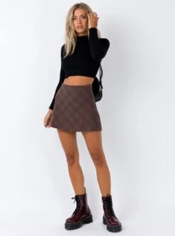 Princess Polly Fike Mini Skirt Brown -Princess Polly Shop 2 920179bf 3d8d 4f3e a686 6a6366d3084c