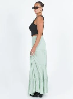 Princess Polly Miriah Maxi Skirt Sage -Princess Polly Shop 3 modelinfo Mikayla us8 e431a71b 11bc 40f2 a25d 2eed938d1fff