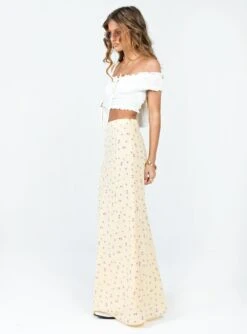 Princess Polly Shaneal Midi Skirt Yellow -Princess Polly Shop 3 modelinfo elise us2 b8236b34 8109 42ee a7cb 4000d326b2b2