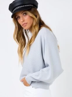 Princess Polly Winters Spell Ribbed Top Light Grey -Princess Polly Shop 3 99 56