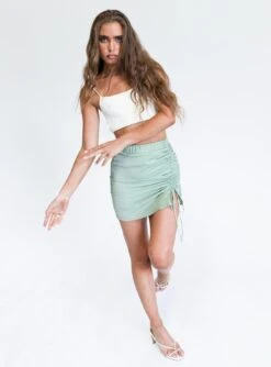 Princess Polly Alex Ruched Mini Skirt Green -Princess Polly Shop 3 c6d03762 65f0 483e bbea 1bec348984b3
