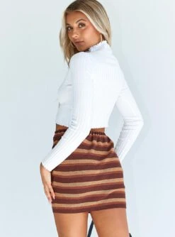 Motel Tuwi Skirt Multi Stripe Brown 7 Motel Tuwi Skirt Multi Stripe Brown -Princess Polly Shop 4 modelinfo alexis us2 a6b832c8 ae09 4654 8f39 f804dc673256