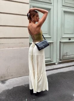 Princess Polly Gilchrist Low Rise Maxi Skirt Ivory -Princess Polly Shop 4 modelinfo carla us2