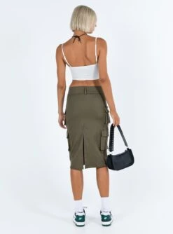 Alida Cargo Midi Skirt Olive Green -Princess Polly Shop 4 modelinfo kauri us2 95725277 097b 494d a3f9 d681ccf262d0