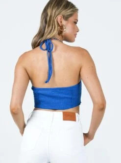 Princess Polly Darnell Halter Top Blue -Princess Polly Shop 4 modelinfo milli us2 4eb9eeae 6ff5 491b a379 b41da071268d